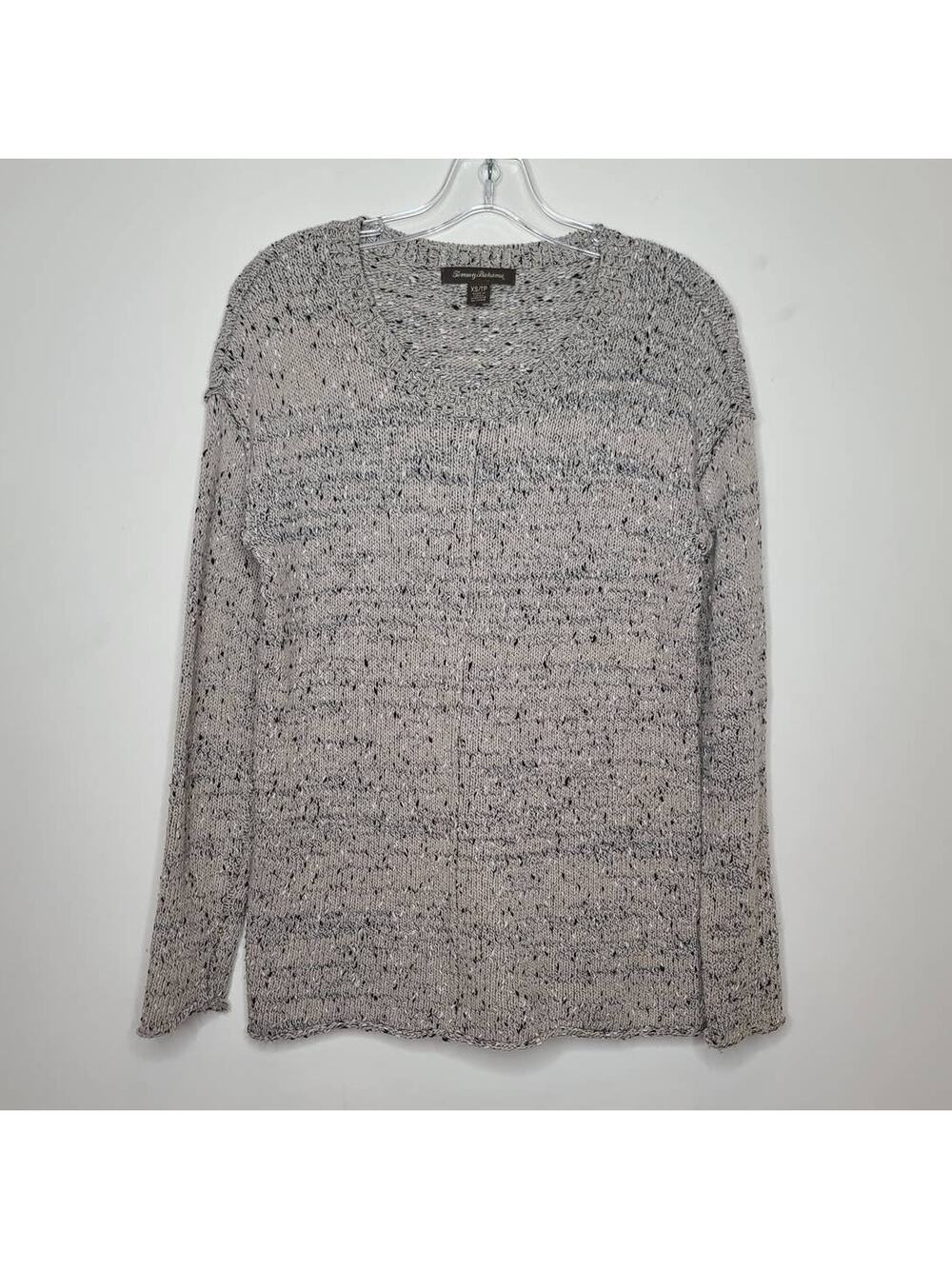 Tommy Bahama tan speckled boucle long sleeve sweater - XS